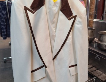 Brown Trimmed Cream Suit Jacket